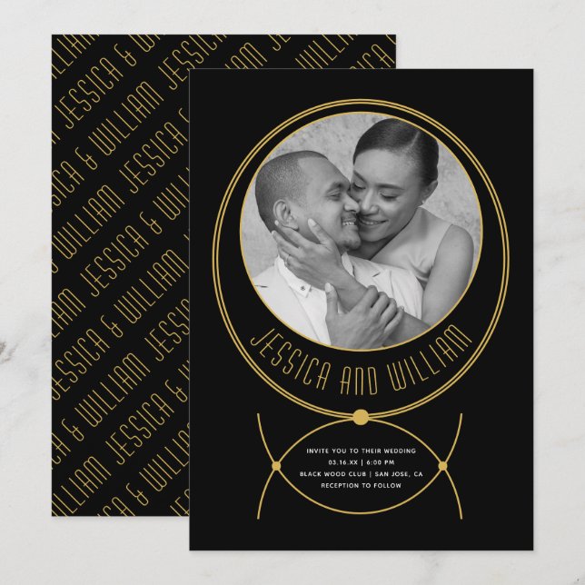 Invitación Fotografía de boda inspirada en joyas de marco dor (Anverso / Reverso)