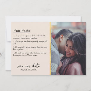 Invitación Fotografía de Bride & Groom Facts en Cream