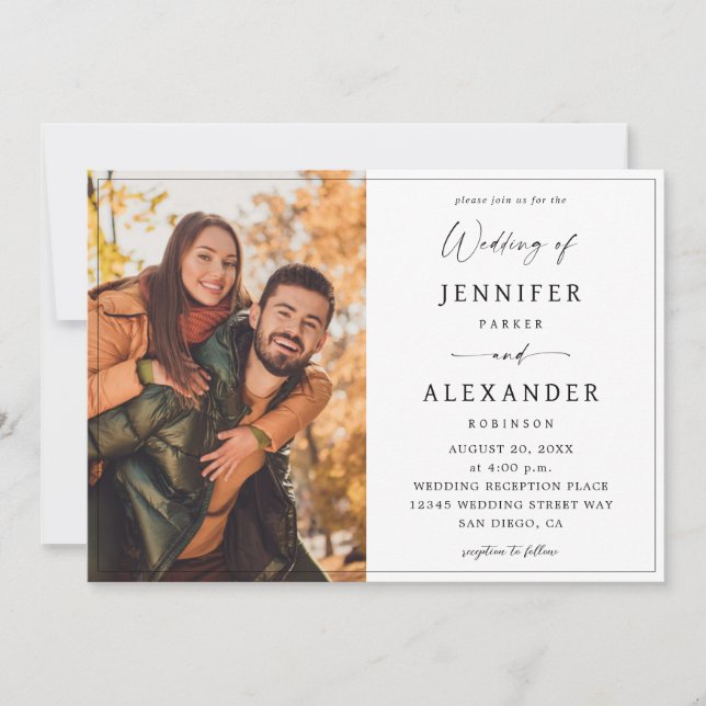 Invitación Fotografía de caligrafía blanca y negra en V2 simp (Anverso)