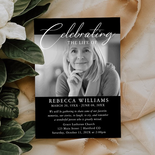 Invitación Fotografía de caligrafía Celebración funeral de la (Subido por el creador)