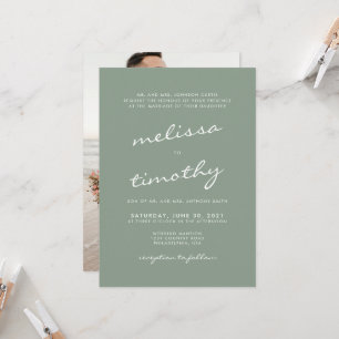 Invitación Fotografía de caligrafía minimalista Sage Green Bo