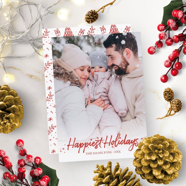 Invitación Fotografía de caligrafía roja, Navidades de feriad (Subido por el creador)