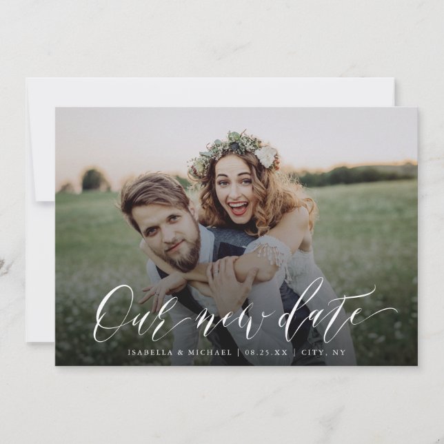 Invitación Fotografía de caligrafía simple cambiar la fecha P (Anverso)