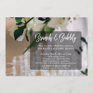 Invitación Fotografía de champagne Brunch y escritura a mano 
