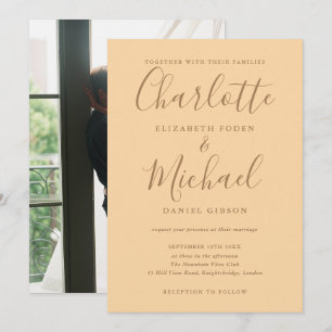 Invitación Fotografía de Champagne de Bodas de Guión de Firma