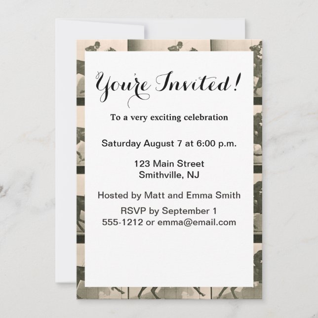 Invitación Fotografía de cosecha de caballos en movimiento (Anverso)