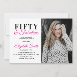 Invitación Fotografía de cumpleaños 50 del Hot Pink 50 y fabu