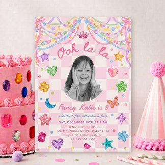 Invitación Fotografía de cumpleaños Colorida Piedra Preciosa
