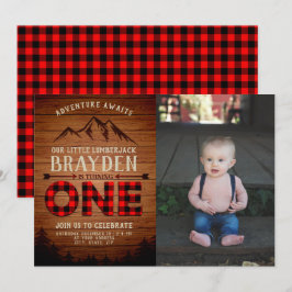 Invitación Fotografía de cumpleaños de Búfalo Lumberjack