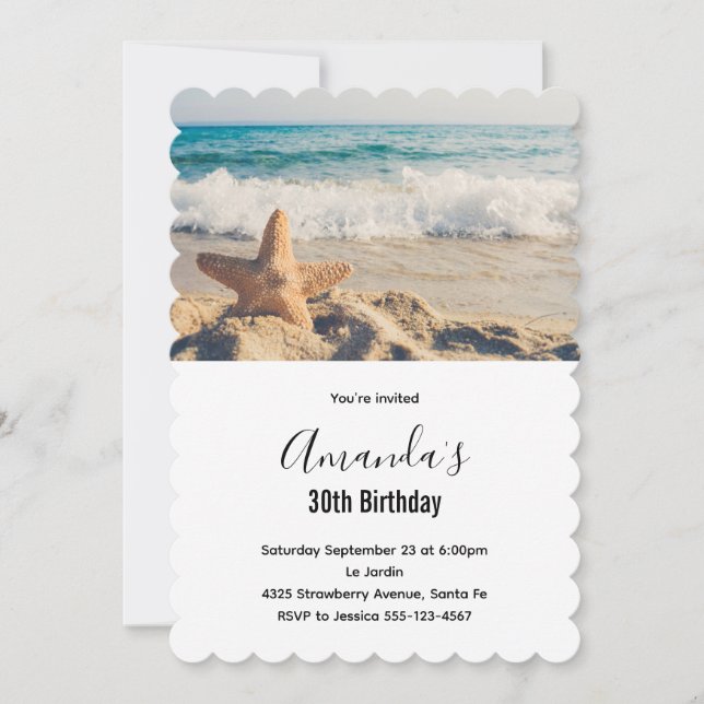 Invitación Fotografía de cumpleaños de estrella de mar en una (Anverso)