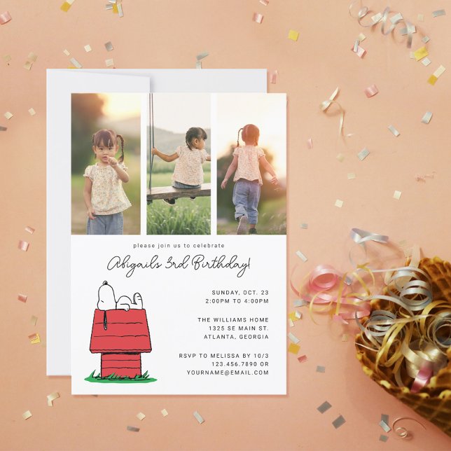 Invitación Fotografía de cumpleaños de la casa de los perros  (Invitation on table)