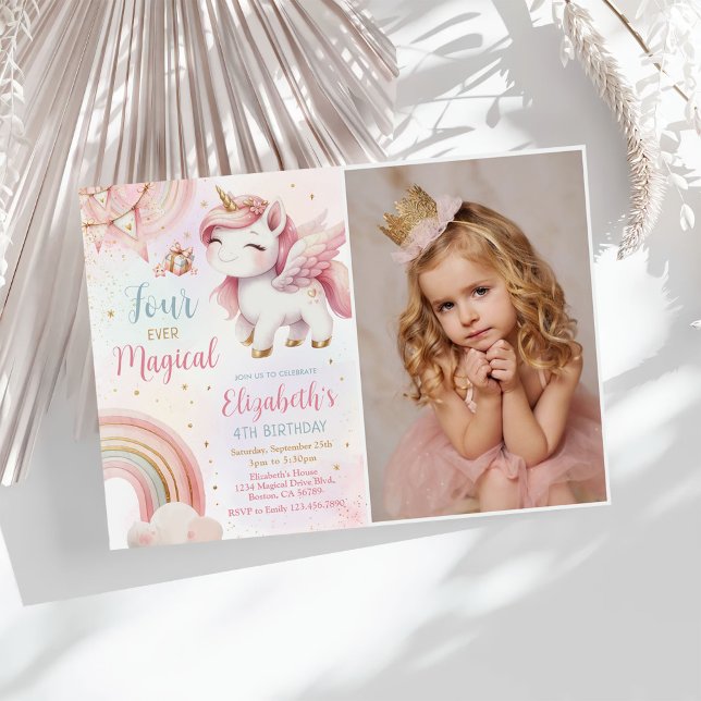 Invitación Fotografía de cumpleaños mágica de Pink Unicorn de (Subido por el creador)