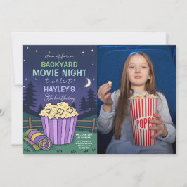 Invitación Fotografía de cumpleaños nocturna de películas en 