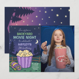Invitación Fotografía de cumpleaños nocturna de películas en 