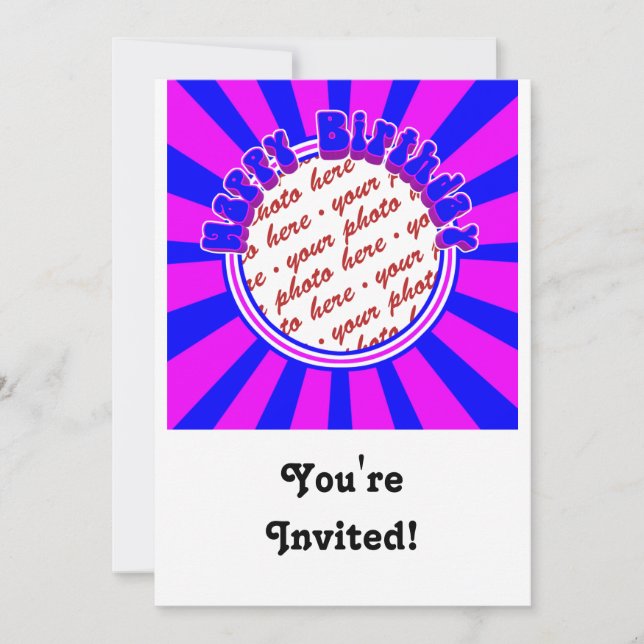 Invitación Fotografía de cumpleaños retro de Groovy 1970 (Anverso)