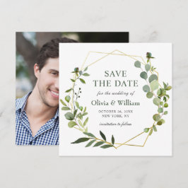 Invitación FOTOGRAFÍA de Eucalipto Moderno SAVE THE DATE de B