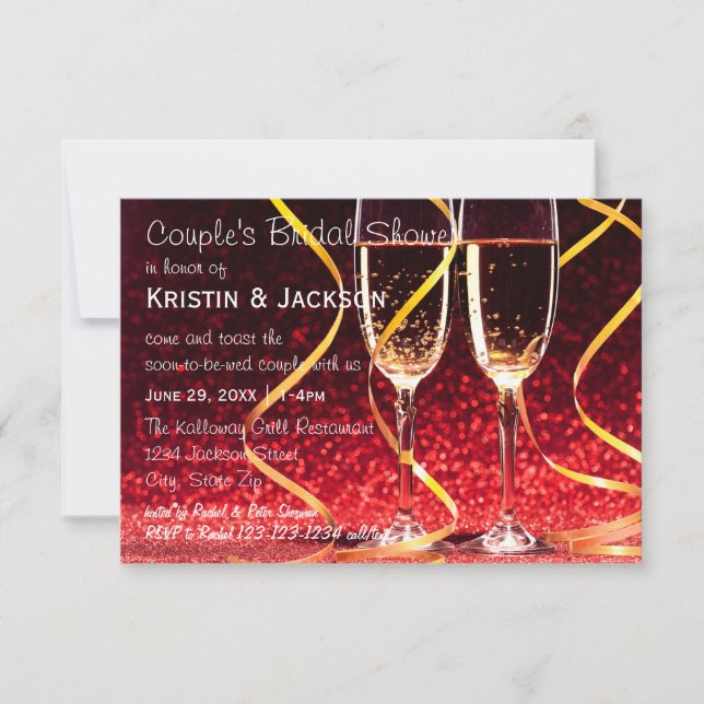Invitación Fotografía de gafas de champán - Ducha nupcial 3x5 (Anverso)