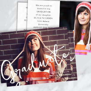 Invitación Fotografía de graduado de caligrafía de moda