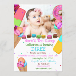 Invitación Fotografía de helado dulce CUALQUIER fiesta de cum