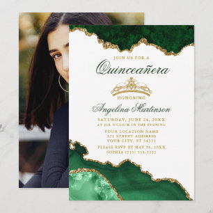 Invitación Fotografía de la Corona de Oro de Mármol Verde de 