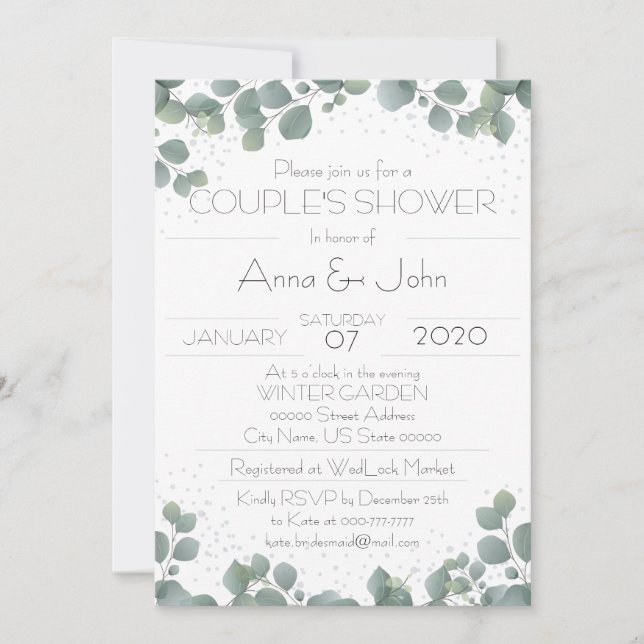 Invitación Fotografía de la ducha de la pareja moderna de euc (Anverso)