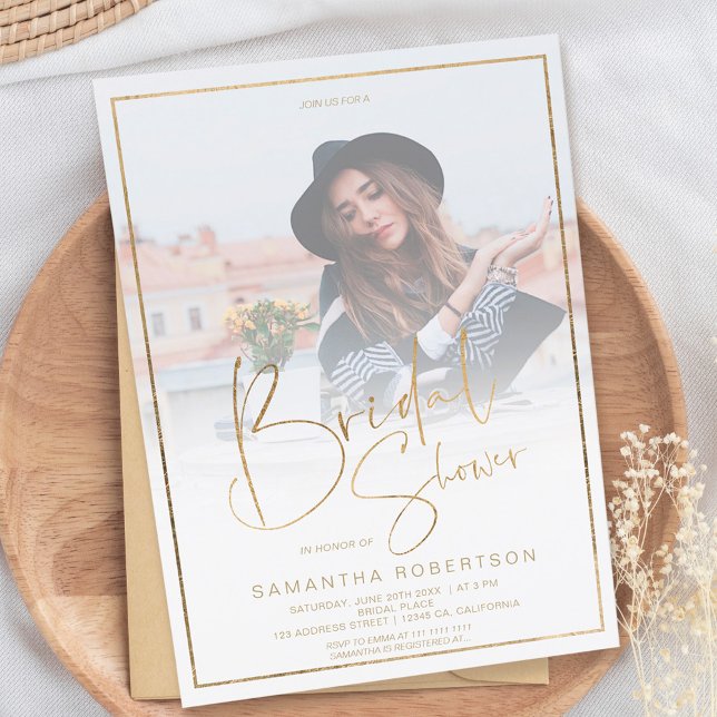 Invitación Fotografía de la elegancia dorada con ducha de nov (Subido por el creador)