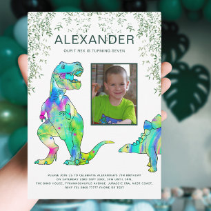 Invitación Fotografía de la fiesta de cumpleaños de Dinosaur 