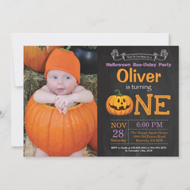 Invitación Fotografía de la fiesta de cumpleaños de Halloween (Anverso)