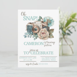 Invitación Fotografía de la fiesta de cumpleaños de la cámara