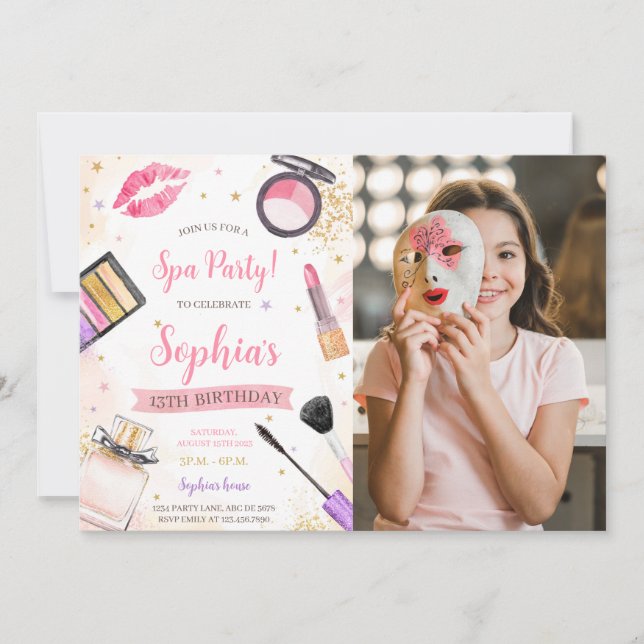 Invitación Fotografía de la fiesta de cumpleaños del Maquilla (Anverso)
