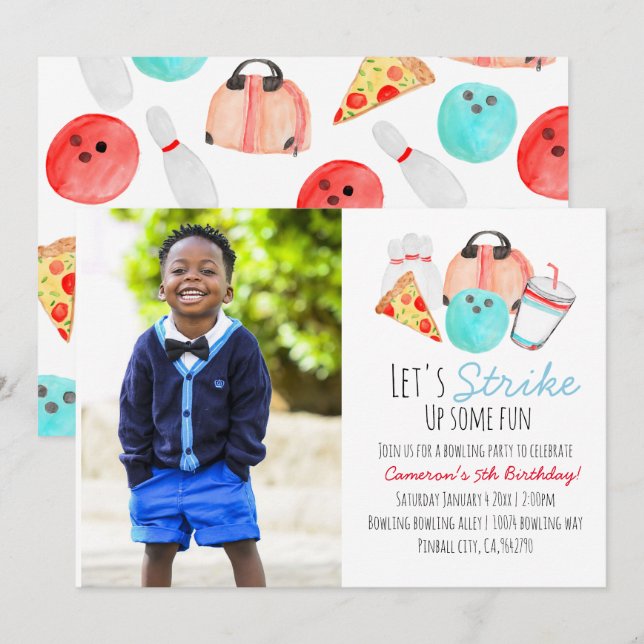 Invitación Fotografía de la fiesta de cumpleaños del niño de  (Anverso / Reverso)
