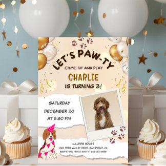 Invitación Fotografía de la fiesta de cumpleaños del perro co