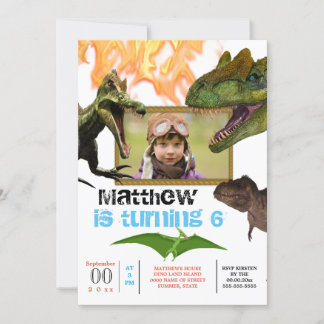 Invitación Fotografía de la fiesta de cumpleaños t-rex de los