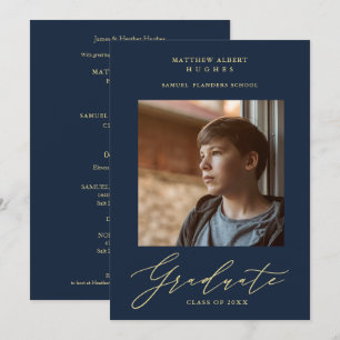 Invitación Fotografía de la Marina Graduada, caprichosa calig