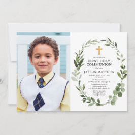 Invitación Fotografía de la primera comunión del Eucalipto mo