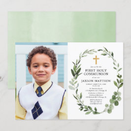 Invitación Fotografía de la primera comunión del Eucalipto mo
