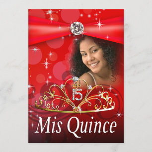Invitación Fotografía de la Princesa Tiara Roja de Quinceañer