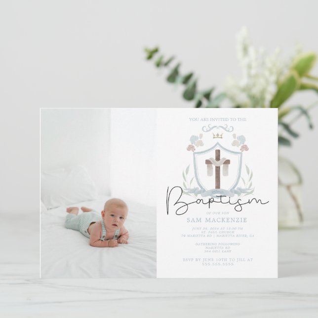 Invitación Fotografía de los niños azules por primera vez inv (Anverso de pie)