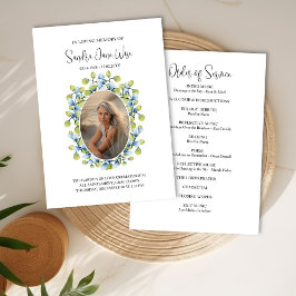 Invitación Fotografía de marco verde Funeral Orden de la tarj