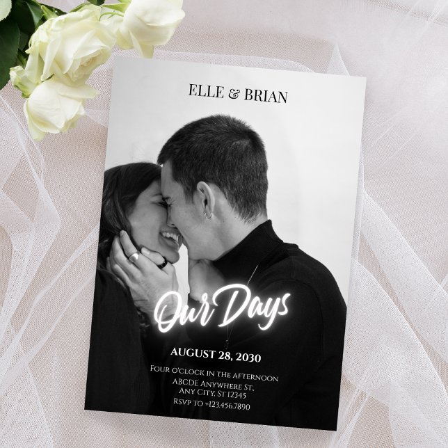 Invitación Fotografía de matrimonio elegante y simple en blan (Subido por el creador)