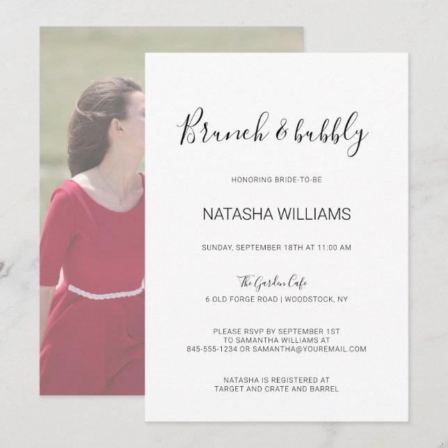 Invitación Fotografía de Natasha Rustic Calligraphy Brunch &  (Anverso / Reverso)