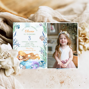 Invitación Fotografía de nuestra Sirenita Tercer Cumpleaños