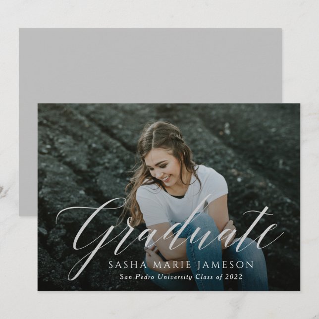 Invitación Fotografía de paisaje de posgrado de caligrafía de (Anverso / Reverso)