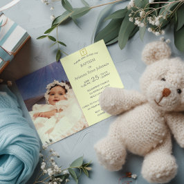 Invitación Fotografía de Pastel Stripes Cream Baptism Christe