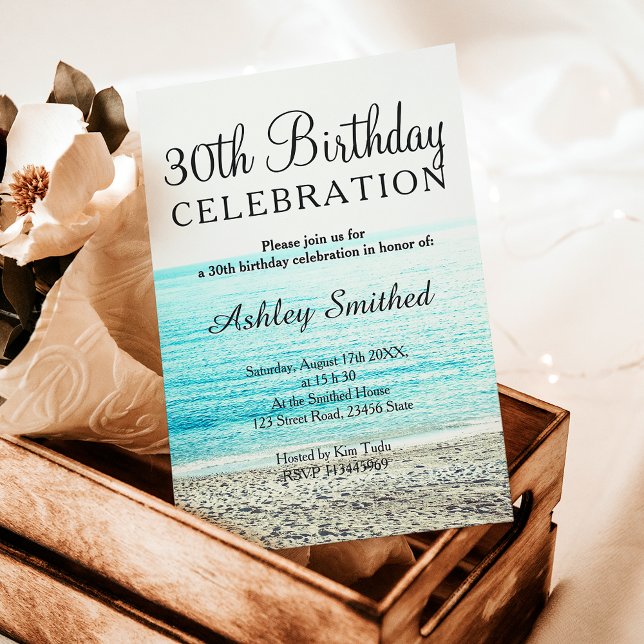 Invitación fotografía de playa tropical 30 años (beach photography tropical 30th birthday invitation)