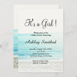 Invitación fotografía de playa tropical moderno chica ducha b