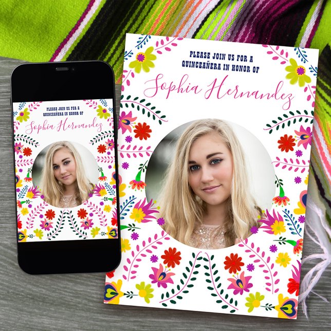 Invitación Fotografía de Quinceanera Fiesta de Fiesta Mexican (Quinceanera Invitation with photo from my Mexican Fiesta Party collection)