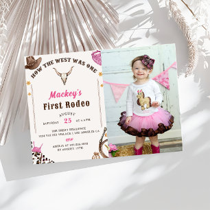 Invitación Fotografía de Rodeo Rústico de Cowboy del Primer C