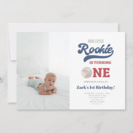 Invitación Fotografía de Rookie Baseball Boys Primer Cumpleañ