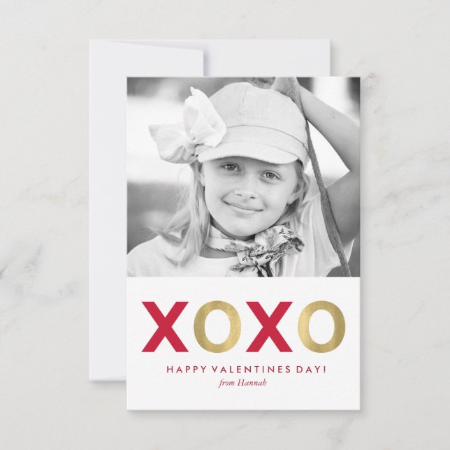 Invitación Fotografía de San Valentín de niños de XOXO Rojo (Anverso)